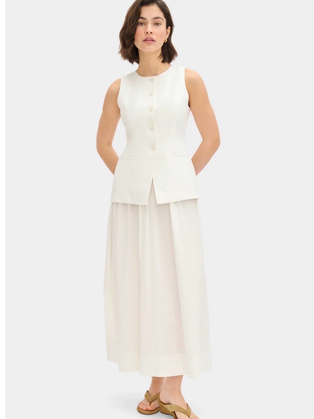 ALIGNE Harley Sleeveless Waistcoat Dress in White